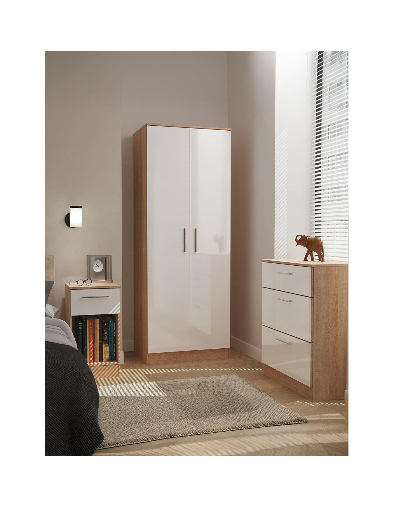 SWIFT Montreal 3-piece Ready Assembled Package – 2-Door Wardrobe, 3-Drawer Chest and Bedside Table - FSC® Certified
