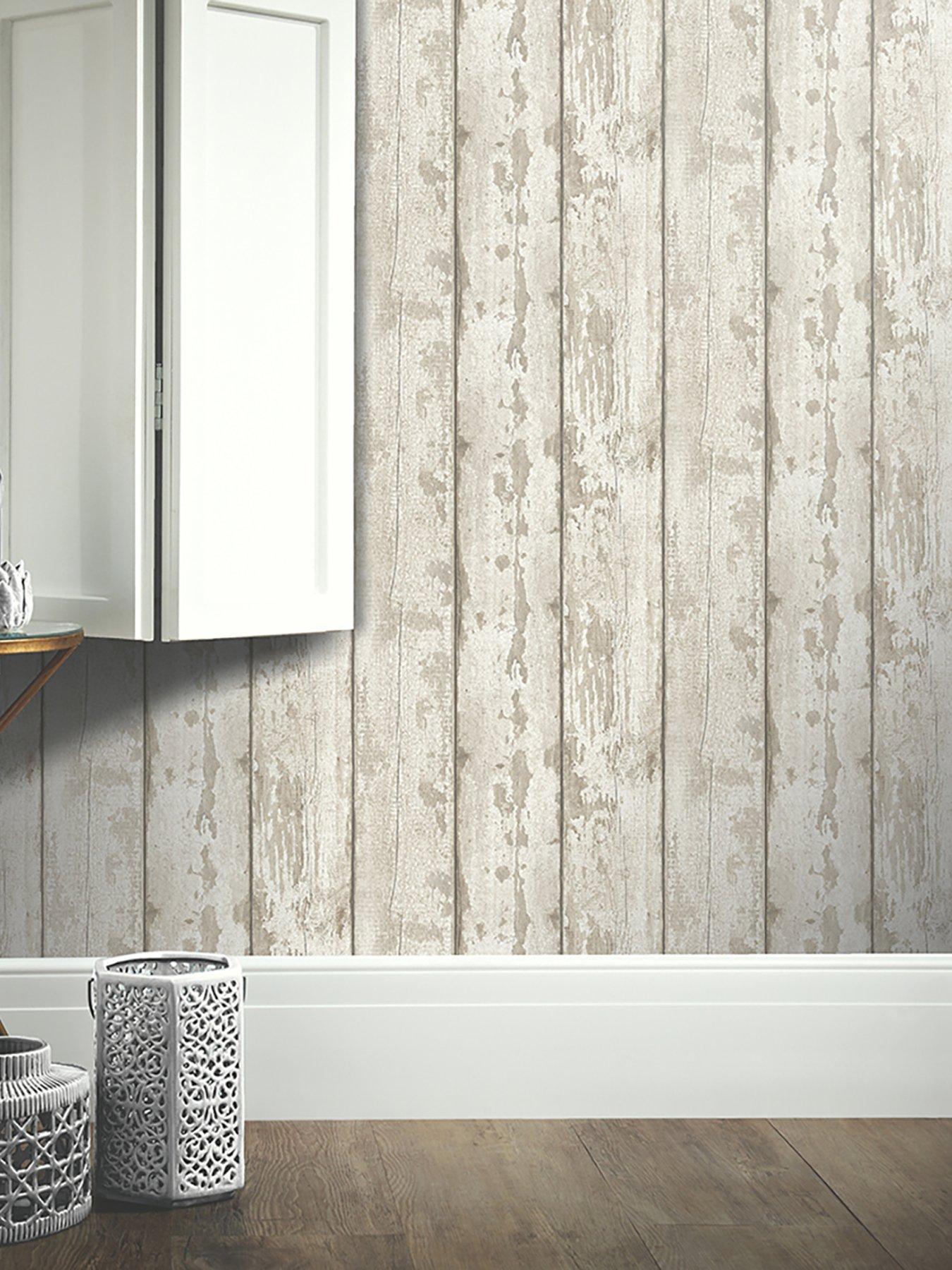 ARTHOUSE Whitewashed Wood Wallpaper very.co.uk