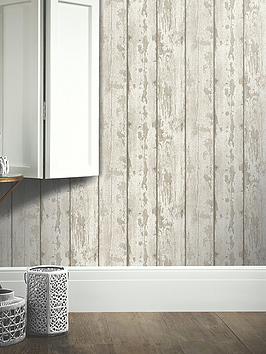 Product photograph of Arthouse Whitewashed Wood Wallpaper from very.co.uk