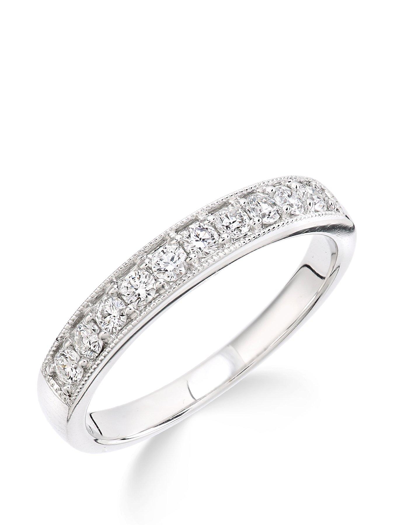 Product photograph of Love Diamond 9ct White Gold 33 Point Millgrain Set Eternity Ring from very.co.uk