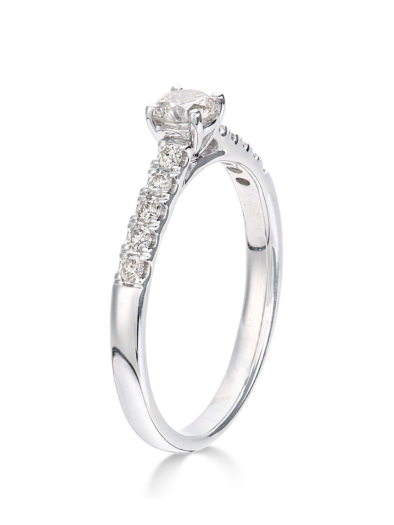 Image 2 of 5 of Love DIAMOND 9ct White Gold 50 Point Total Diamond Solitaire Ring with Diamond Micro Set Shoulders