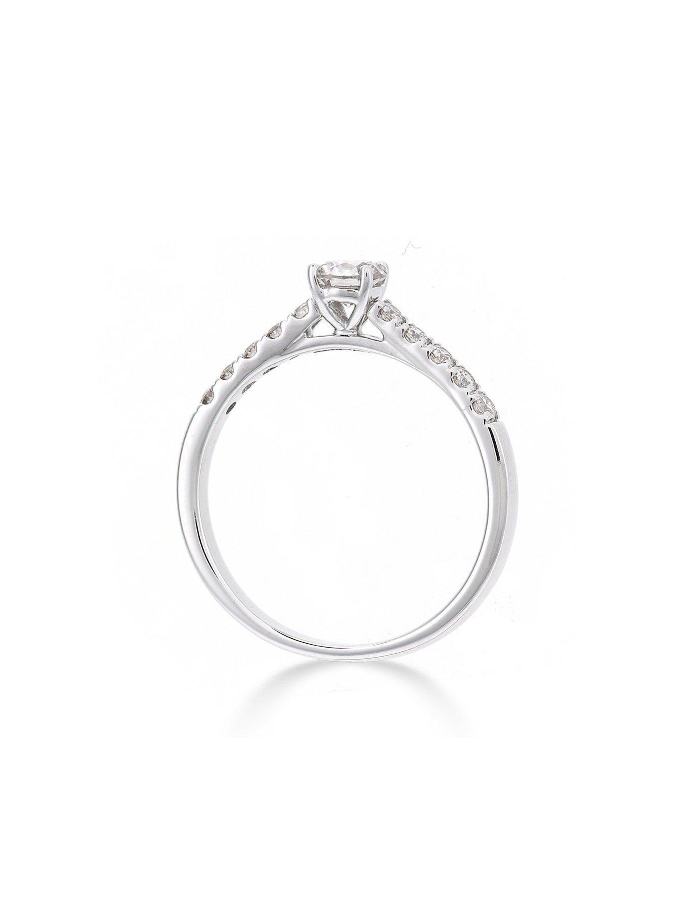 Image 3 of 5 of Love DIAMOND 9ct White Gold 50 Point Total Diamond Solitaire Ring with Diamond Micro Set Shoulders