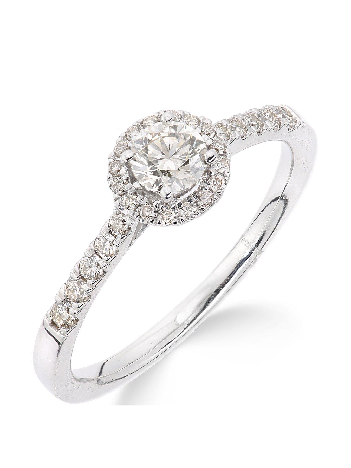 Product photograph of Love Diamond 9ct Gold 50 Points Total Diamond Halo Ring from very.co.uk