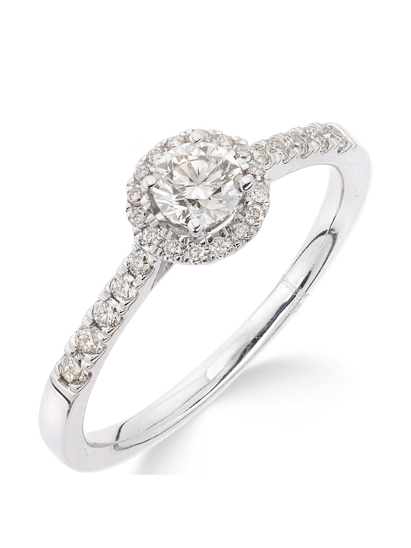 undefined 9ct Gold 50 Points Total Diamond Halo Ring