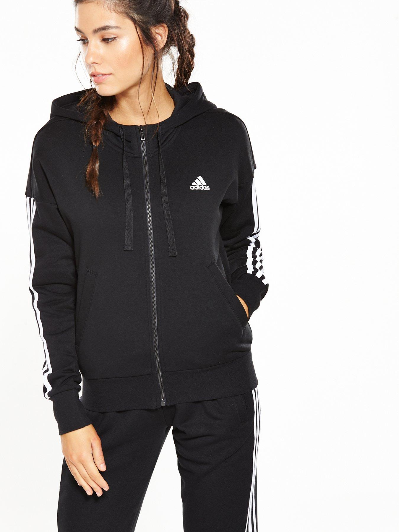 adidas 3 stripe full zip hoodie