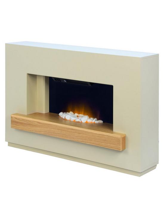 stillFront image of adam-fires-fireplaces-sambro-fireplace-suite-in-stone-effect-with-oak-shelf