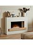  image of adam-fires-fireplaces-sambro-fireplace-suite-in-stone-effect-with-oak-shelf