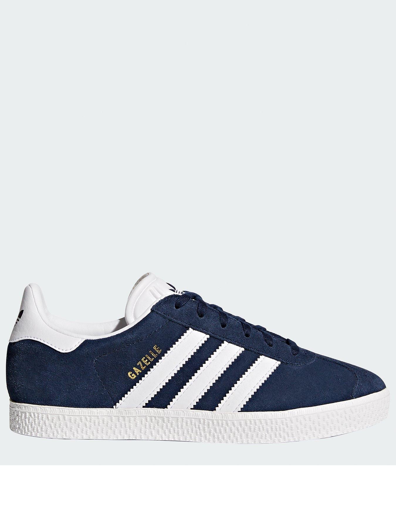 Adidas white & hot sale navy gazelle trainers