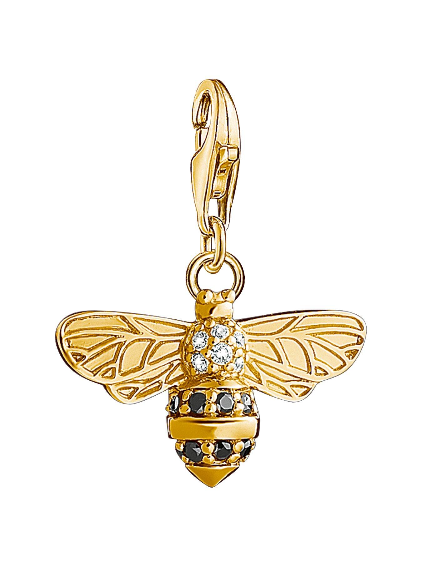 Product photograph of Thomas Sabo Sterling Silver Charm Club Bee Charm - Gorgeous Golden Sparkles In All Lights from very.co.uk