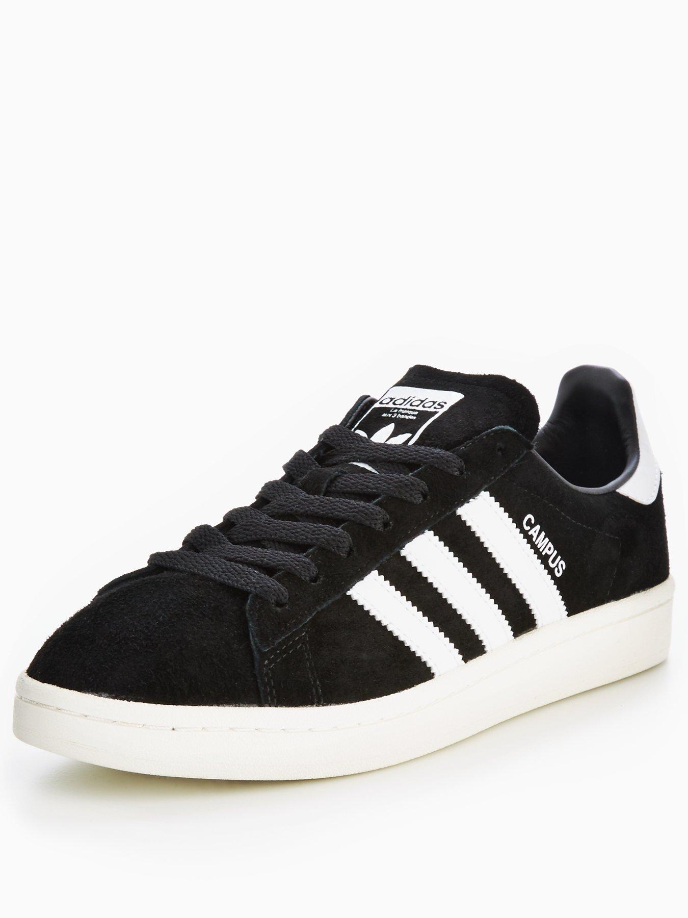 black and white adidas campus