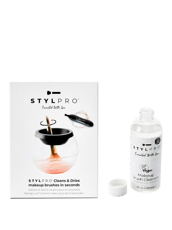 front image of stylpro-makeup-brush-cleaner-dryer-and-cleansing-solution
