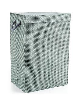 Product photograph of Minky Laundry Hamper Basket Grey Check In Canvas from very.co.uk