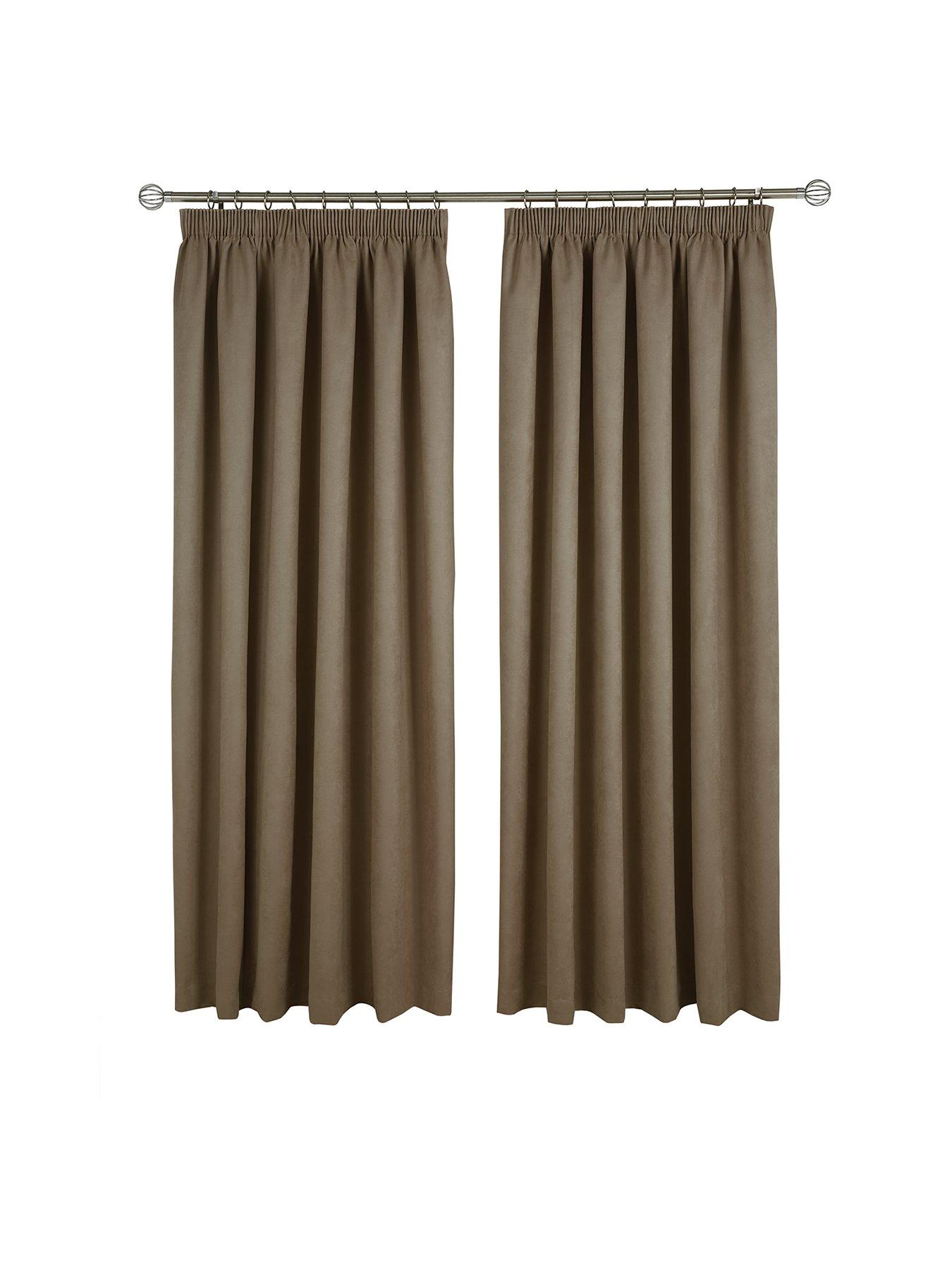 Made To Measure Faux Suede Pleated Curtains Chocolate Very Co Uk