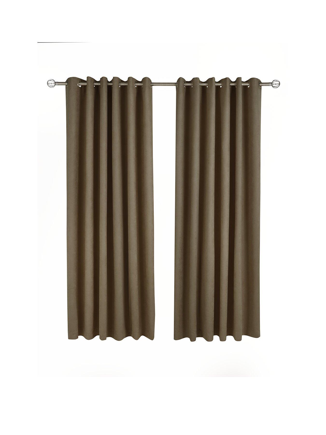 Made To Measure Faux Suede Eyelet Curtains Chocolate Very Co Uk