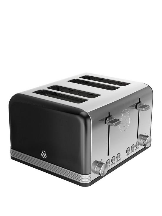front image of swan-st19020bn-4-slice-retro-toaster-black