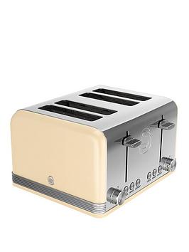 Product photograph of Swan St19020cn 4-slice Retro Toaster - Cream from very.co.uk