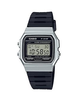casio digital silver tone case black strap watch f-91wm-7aef