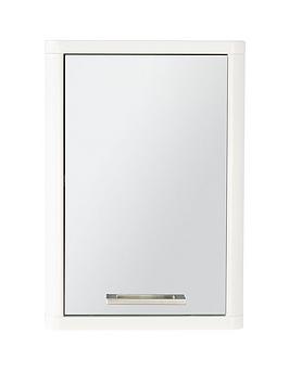 Lloyd Pascal Luna Hi-Gloss 1 Door Mirrored Bathroom Wall Cabinet - White