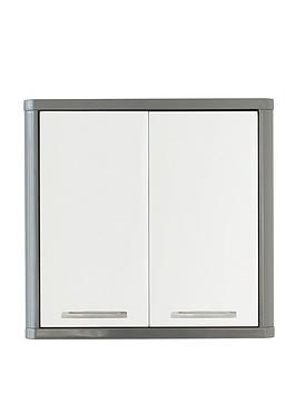 Product photograph of Lloyd Pascal Luna Hi-gloss 2 Door Mirrored Bathroom Cabinet - Grey from very.co.uk