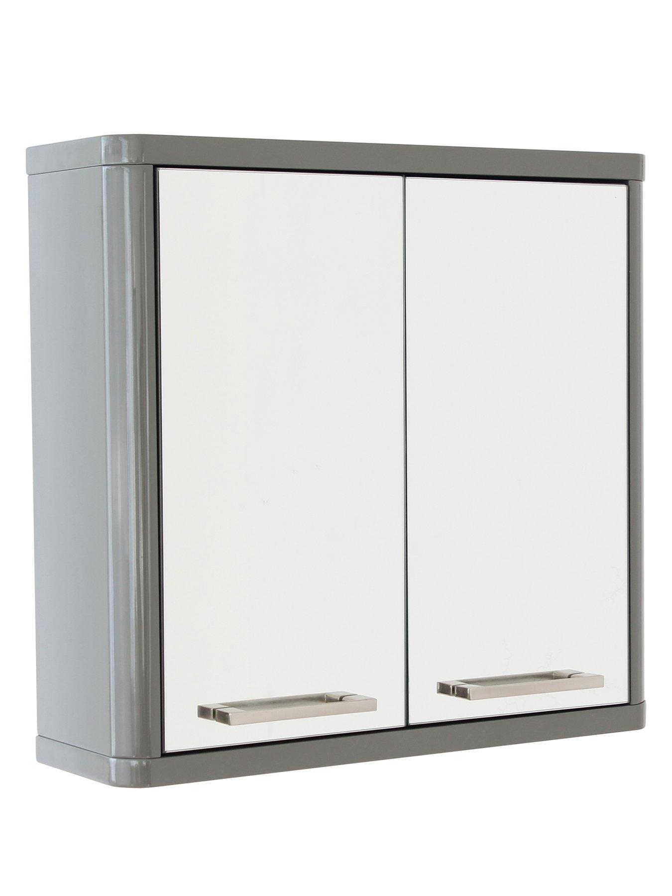 Lloyd Pascal Luna Hi Gloss 2 Door Mirrored Bathroom Cabinet Grey