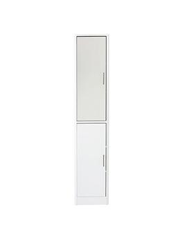 Product photograph of Lloyd Pascal Luna Hi-gloss 2 Door Mirrored Bathroom Tallboy - White from very.co.uk