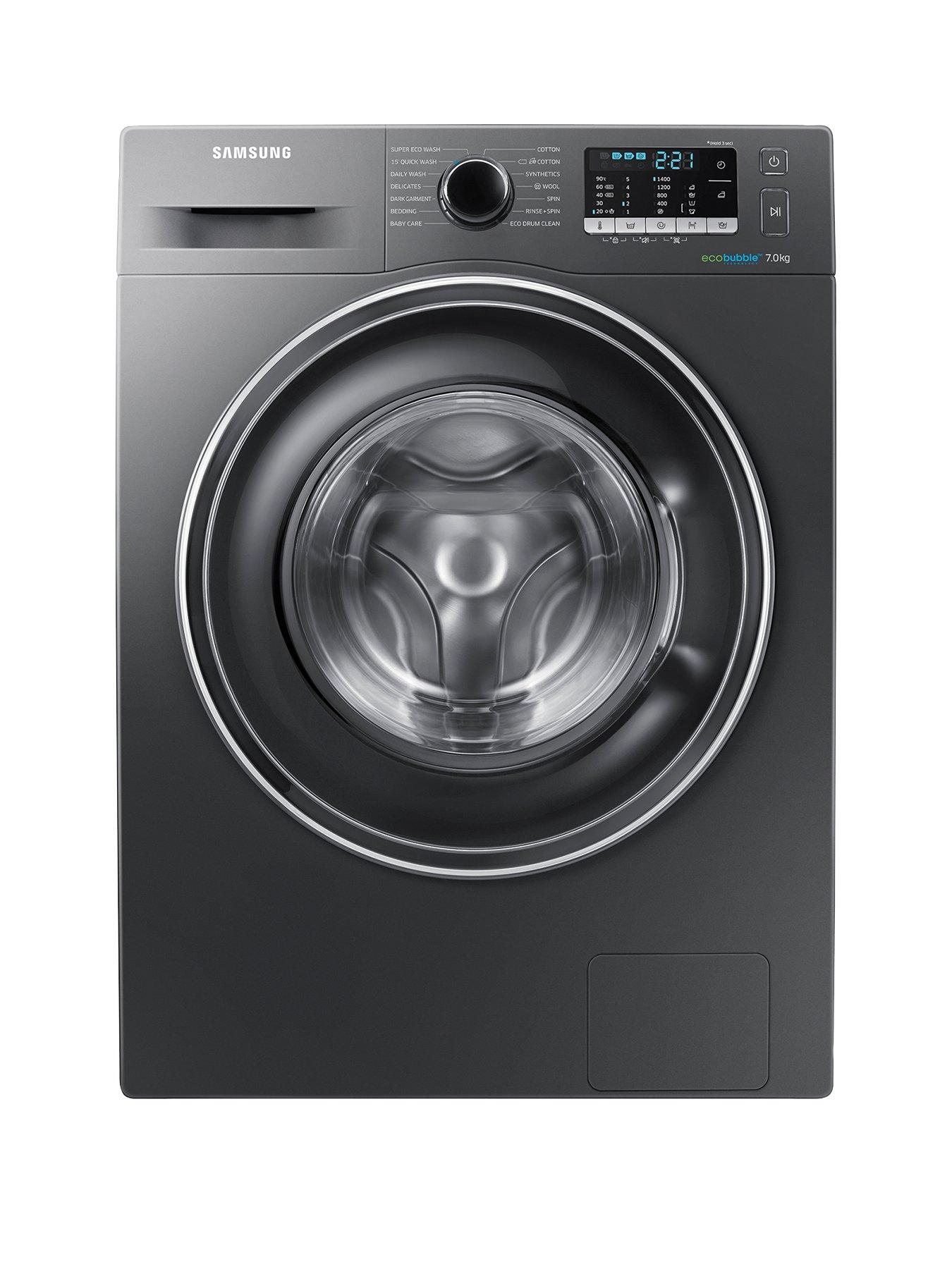 Samsung Ww70J5555Ex/Eu 7Kg Load, 1400 Spin Washing Machine With Ecobubble&Trade; Technology And 5 Year Samsung Parts And Labour Warranty - Graphite