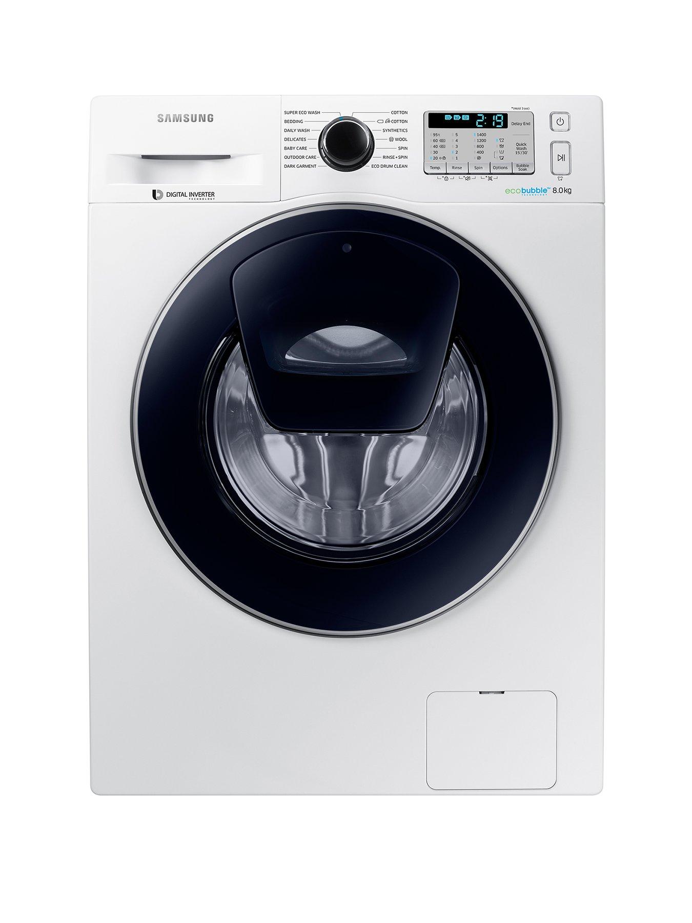 Samsung Ww80K5413Uw/Eu 8Kg Load, 1400 Spin Addwash Washing Machine With Ecobubble&Trade; Technology And 5 Year Samsung Parts And Labour Warranty - White