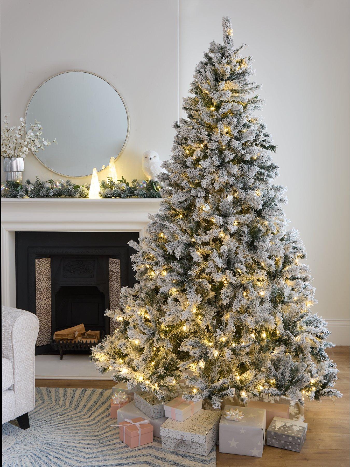 undefined 6ft Flocked Pre-lit Downswept Pine Christmas Tree