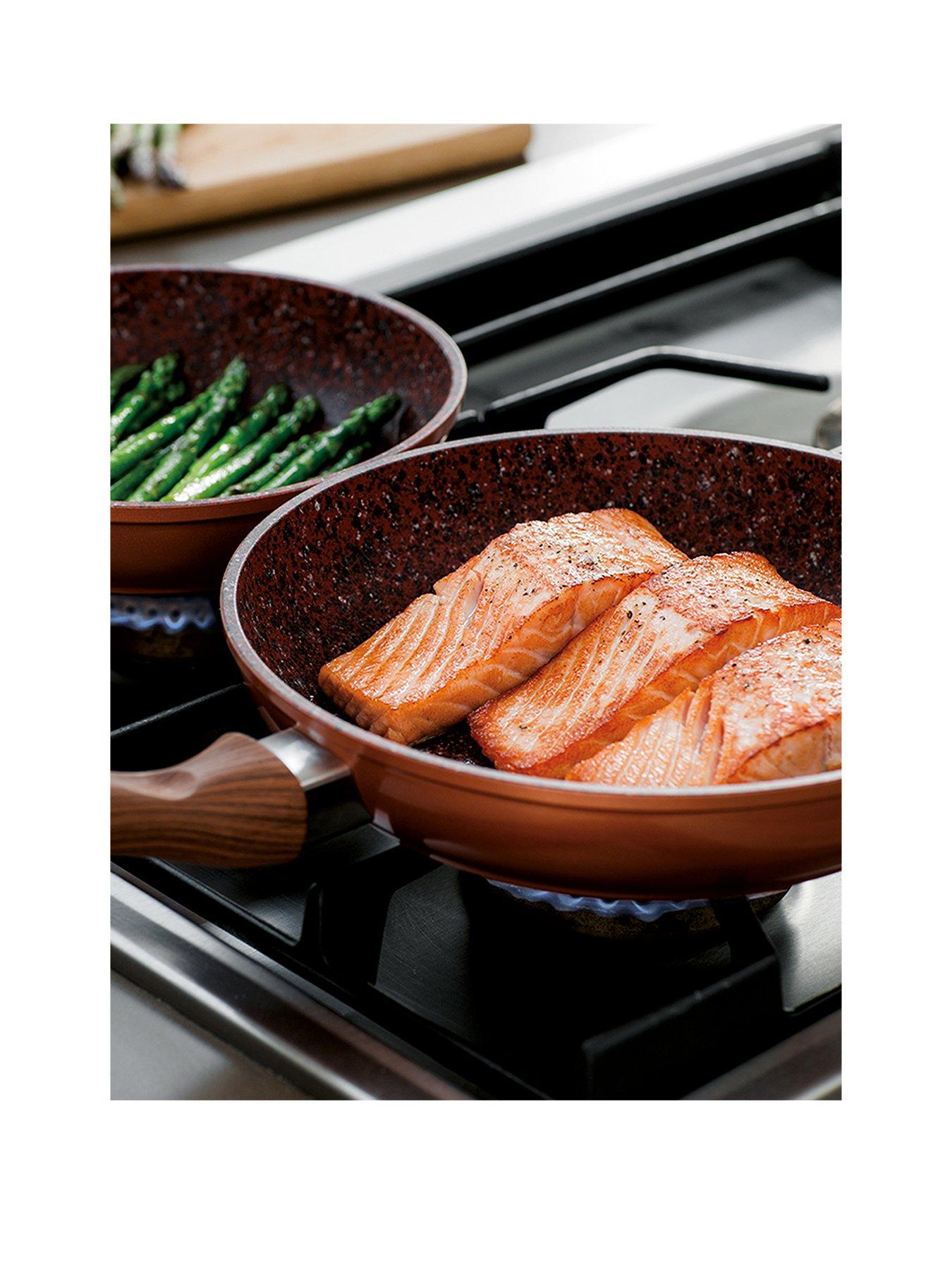 JML Set Of 3 Copperstone Non-Stick Pans With Free Recipe Book