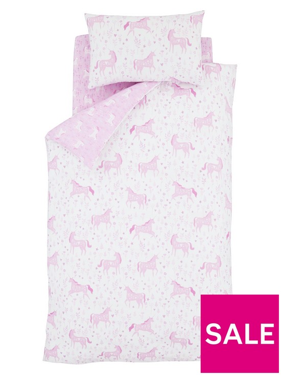 stillFront image of catherine-lansfield-folk-unicorn-duvet-cover-set-pink