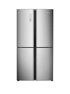 Hisense RQ689N4AC1 91cm Wide Total Non Frost American Style Multi-Door Fridge Freezer - Stainless Steel Look
