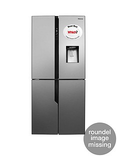Hisense RQ560N4WC1 79cm Wide Total Non Frost American Style Multi-Door Fridge Freezer with Water Dispenser - Stainless Steel Look
