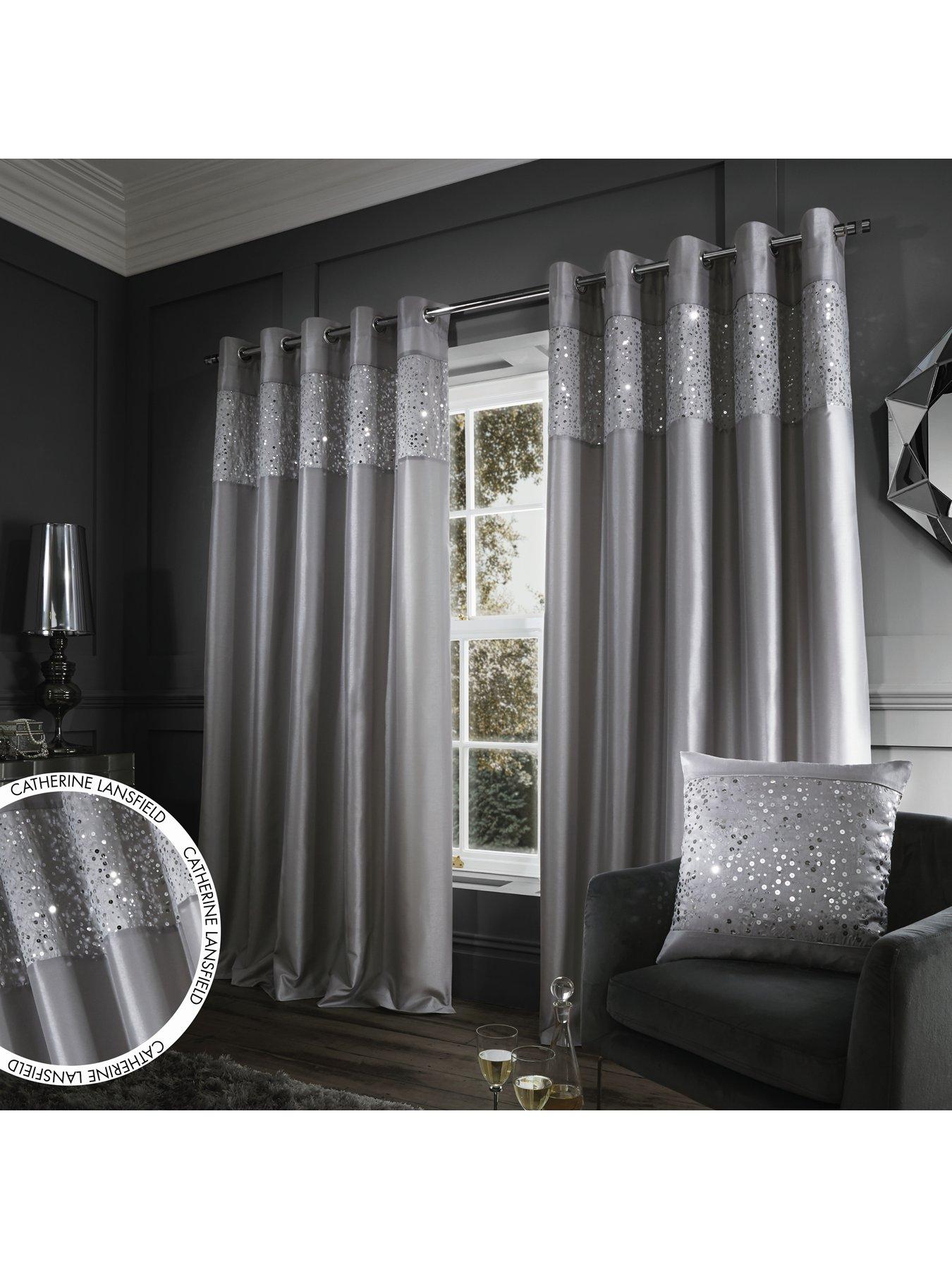 Catherine Lansfield Glitzy Sequin Lined Eyelet Curtains