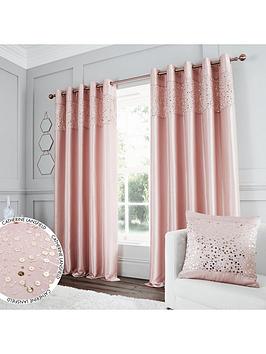 Product photograph of Catherine Lansfield Glitzy Sequin Lined Eyelet Curtains from very.co.uk