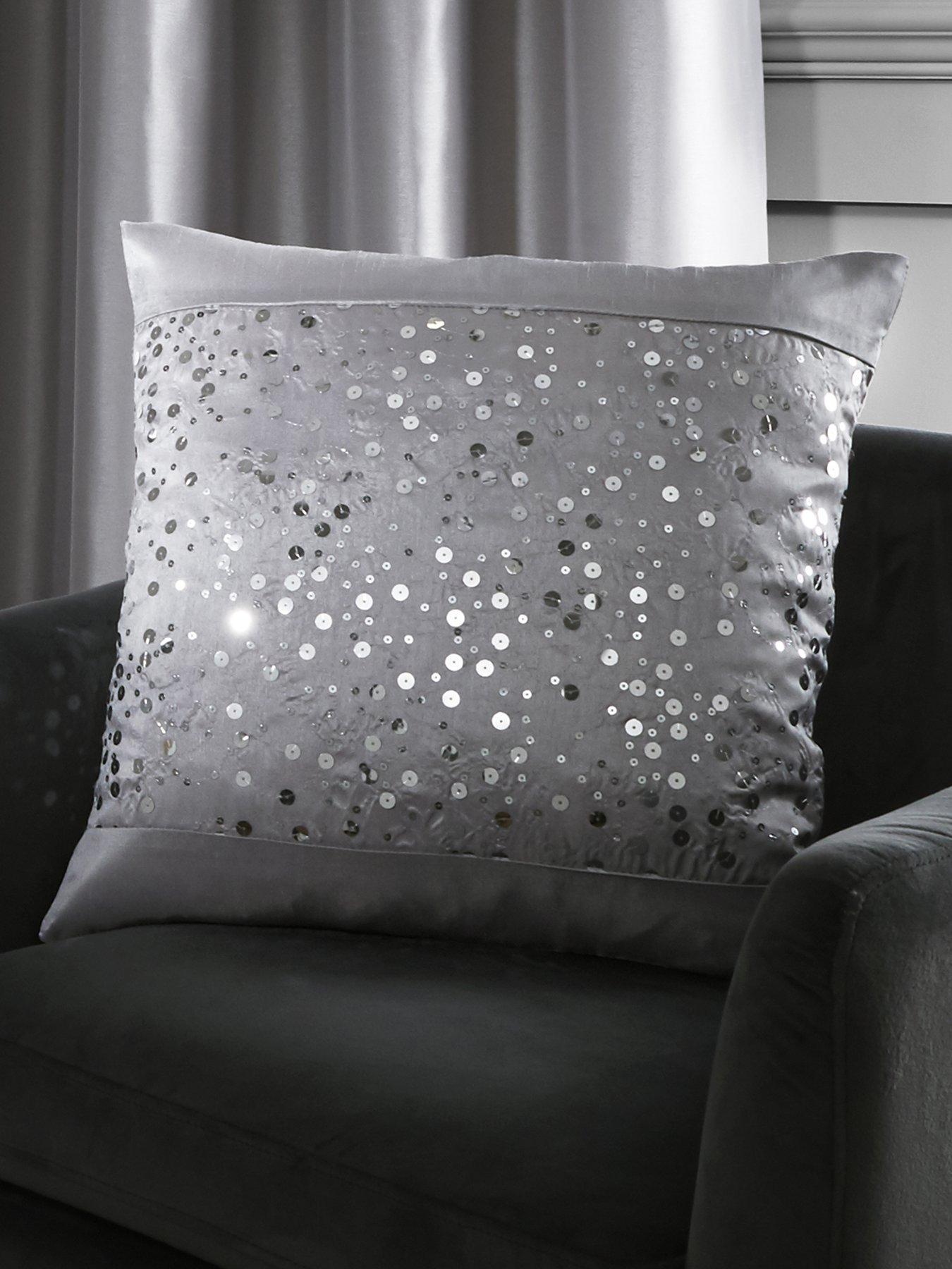 Product photograph of Catherine Lansfield Glitzy Sequin Cushion from very.co.uk