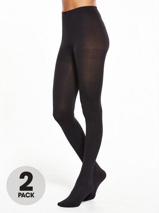 front image of pretty-polly-2-pack-80-denier-opaque-tights-blacknbsp
