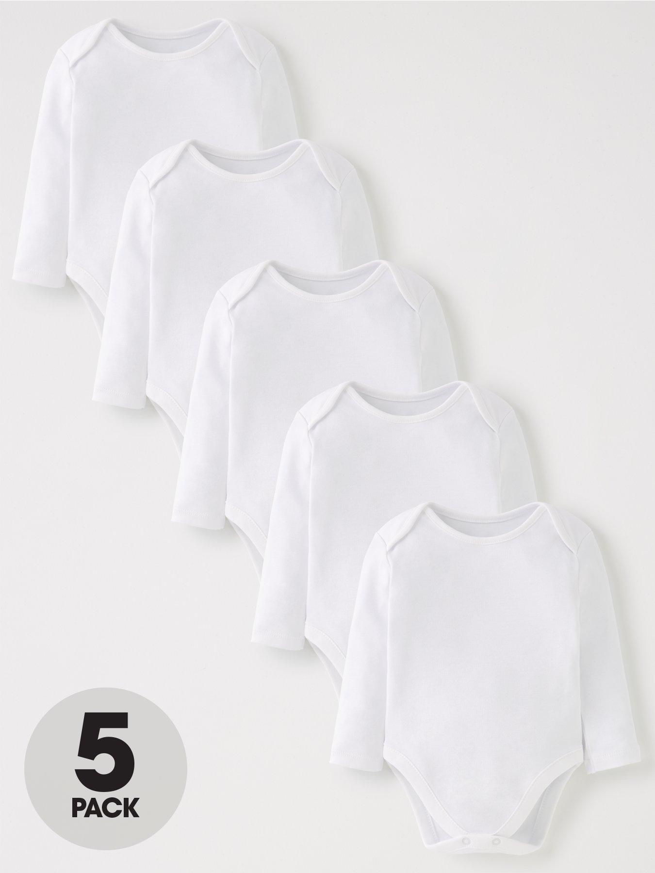 undefined Baby Unisex 5 Pack Long Sleeve Bodysuits - White