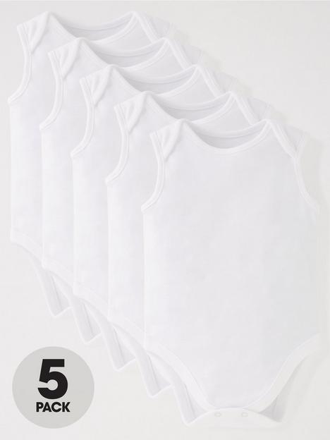 v-by-very-baby-unisex-5-pack-sleeveless-bodysuits-white