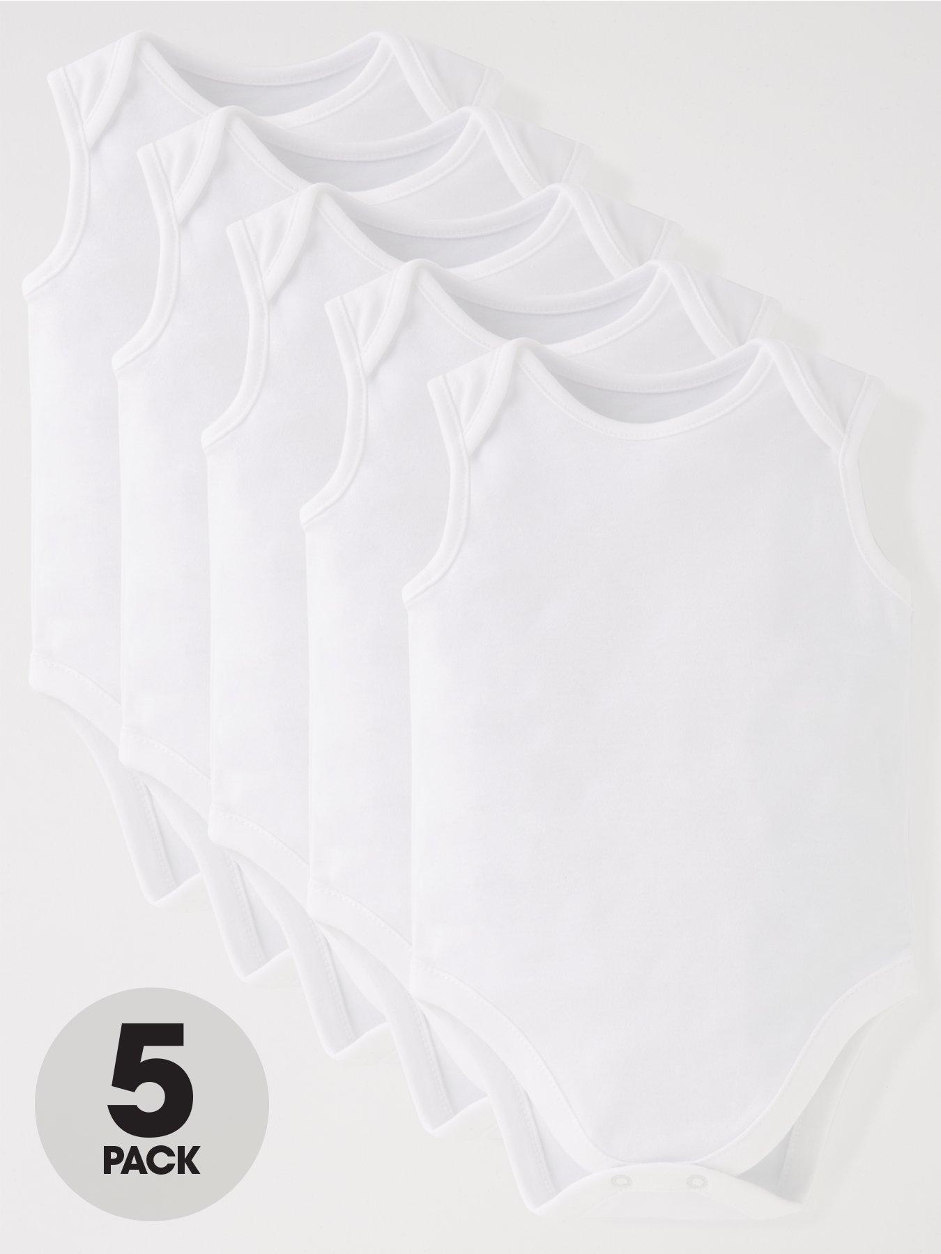 The Very Collection Baby Unisex 5 Pack Sleeveless Bodysuits - White
