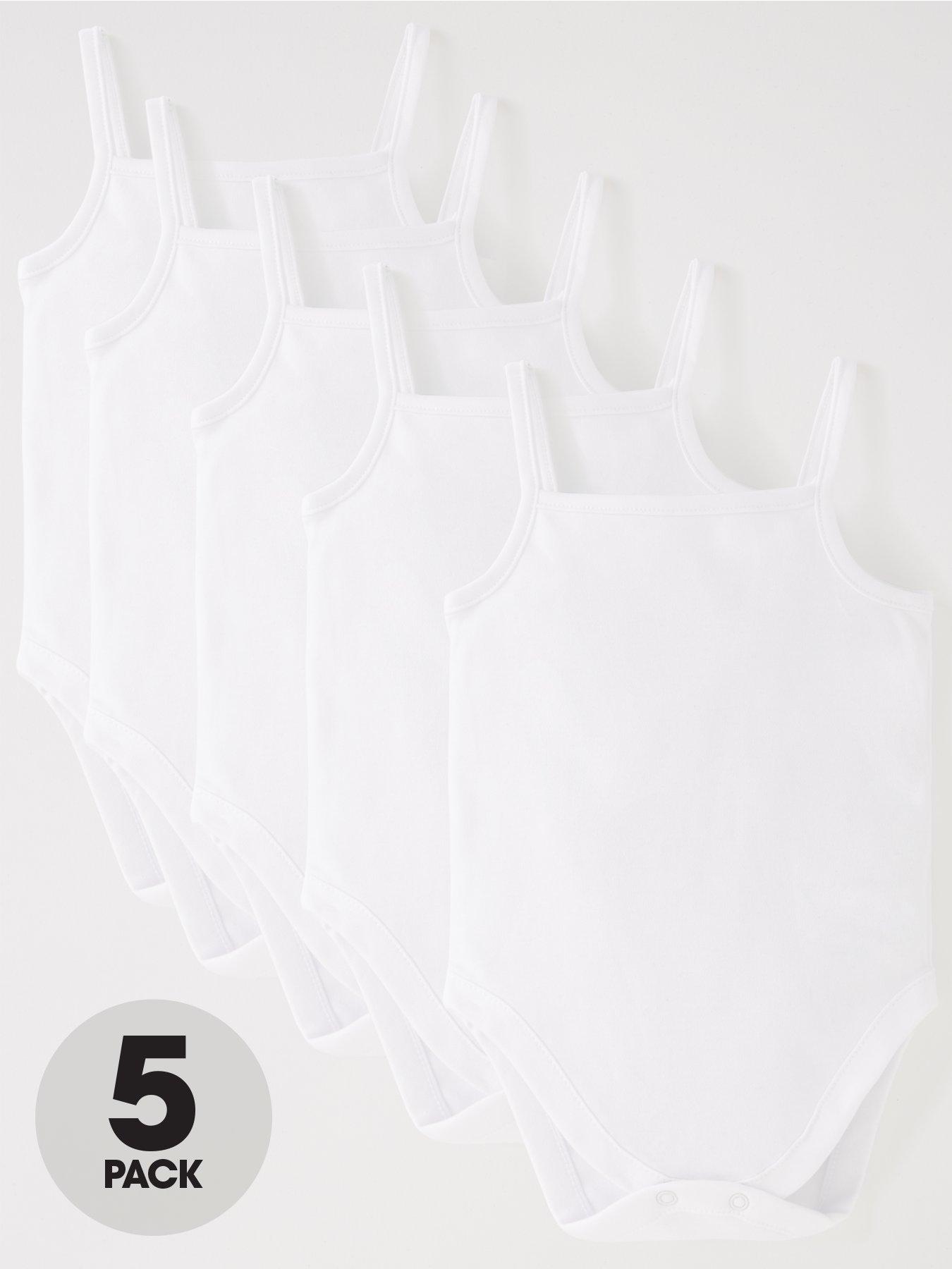 Everyday Baby Unisex 5 Pack Strappy Vests - White