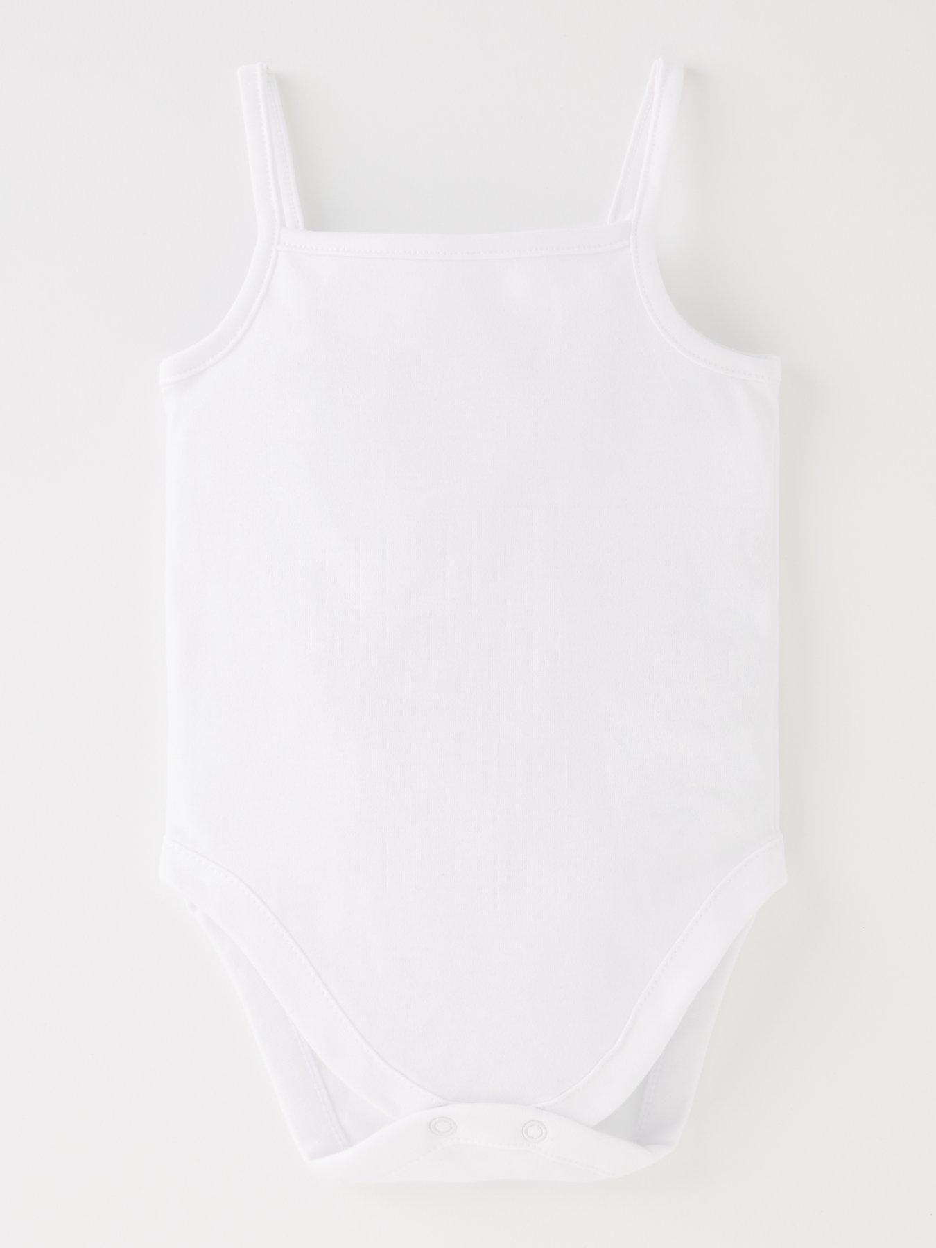 Baby Unisex 5 Pack Strappy Vests White