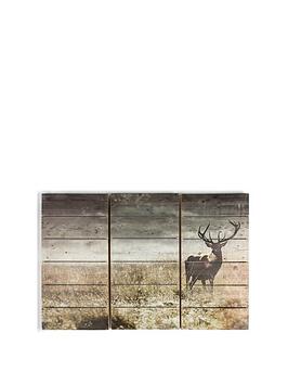 Product photograph of Art For The Home Highland Stag Print On Fir Wood from very.co.uk