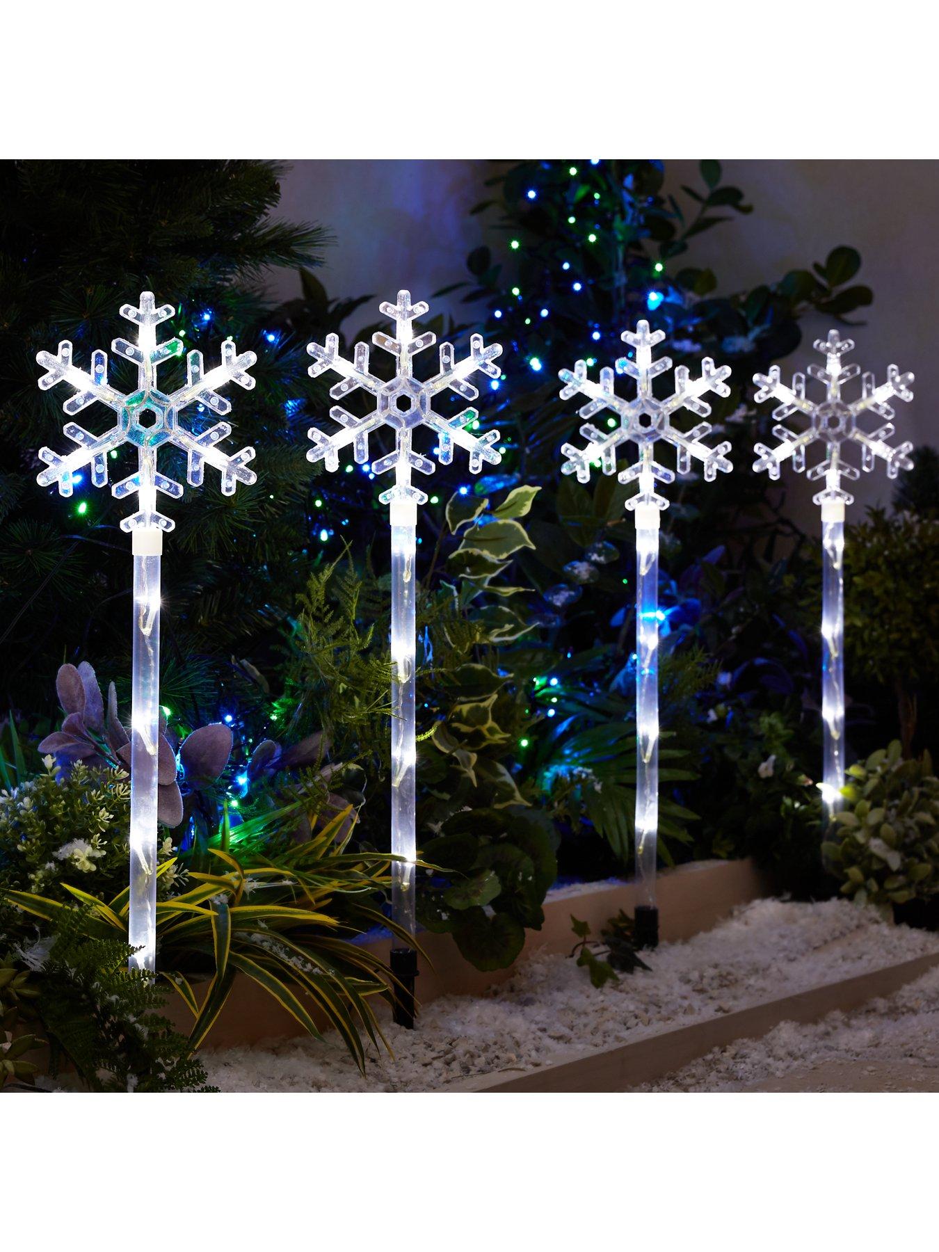 Product photograph of Snowflake Pathfinder Outdoor Christmas Lights 4 Pack from very.co.uk