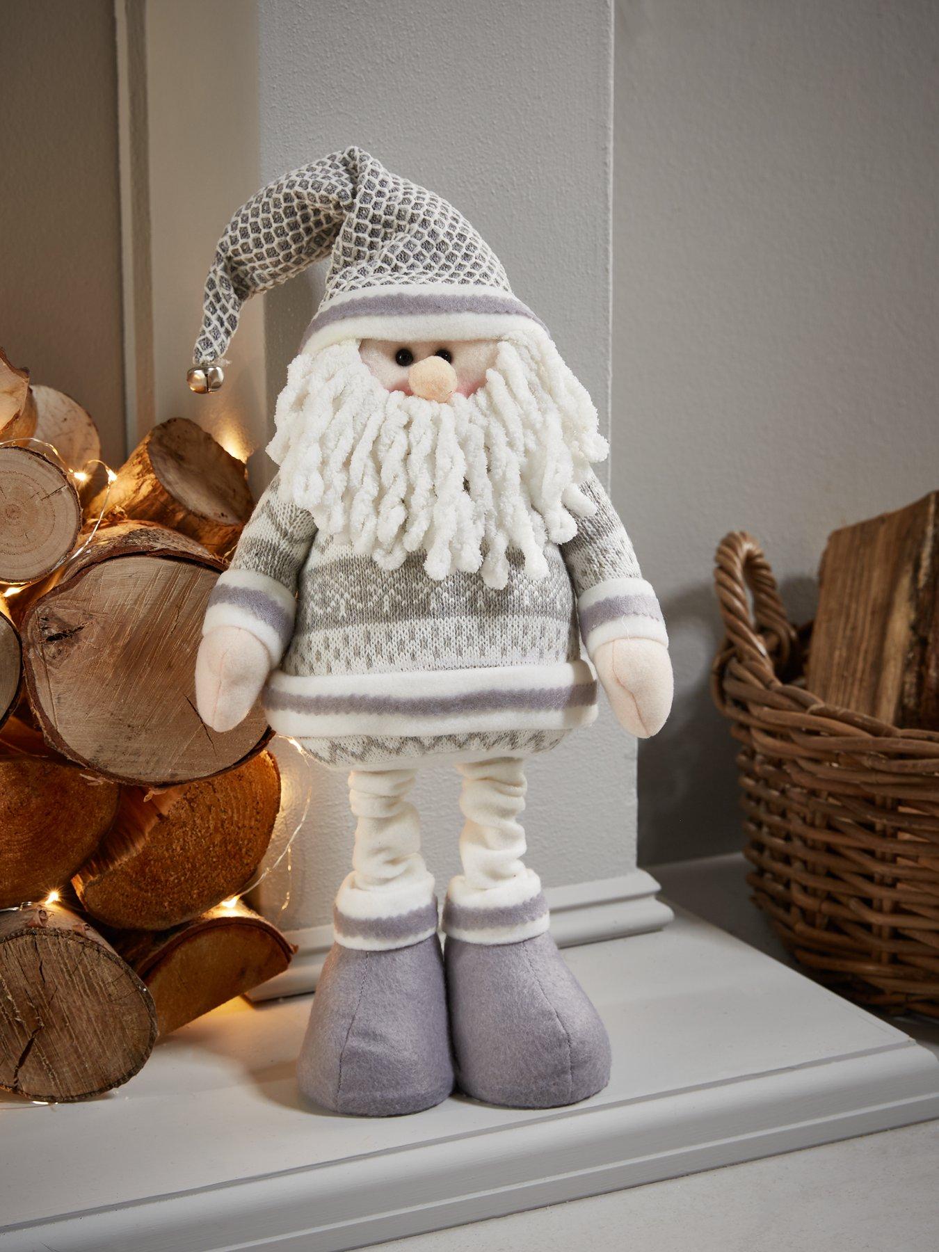 Product photograph of Very Home 16-inch Standing Grey Santa Christmas Decoration from very.co.uk