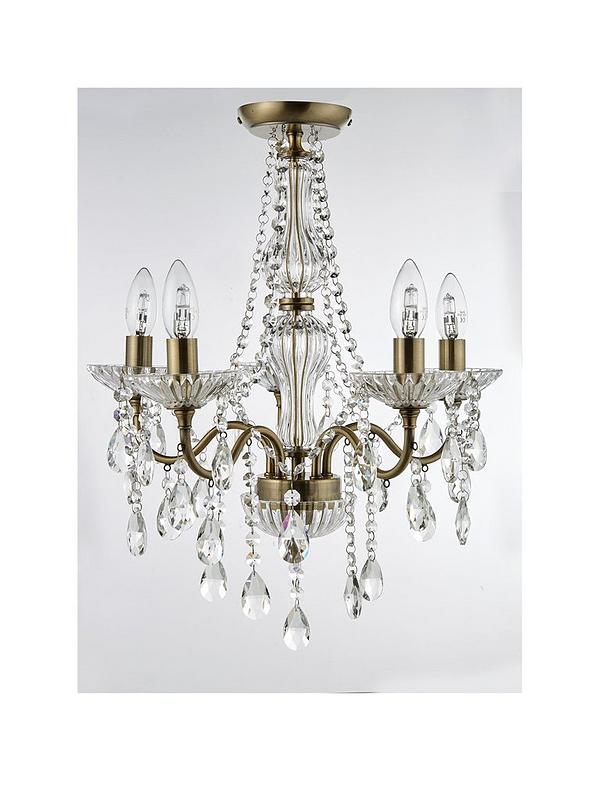 Luxe Collection Alessandra Flush 5, Antique Brass Chandeliers Uk