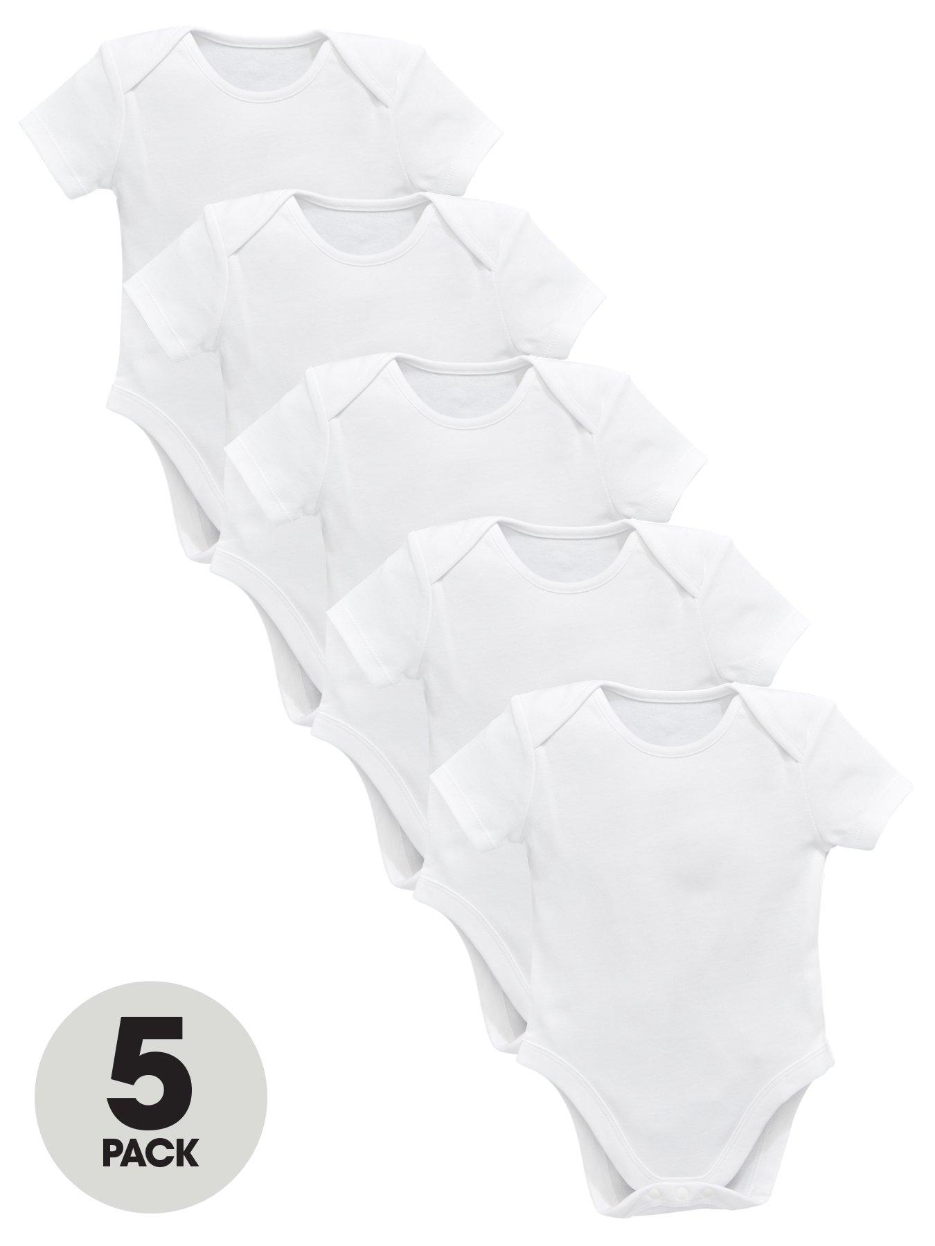 The Very Collection Baby Unisex 5 Pack Short Sleeve Bodysuits - White