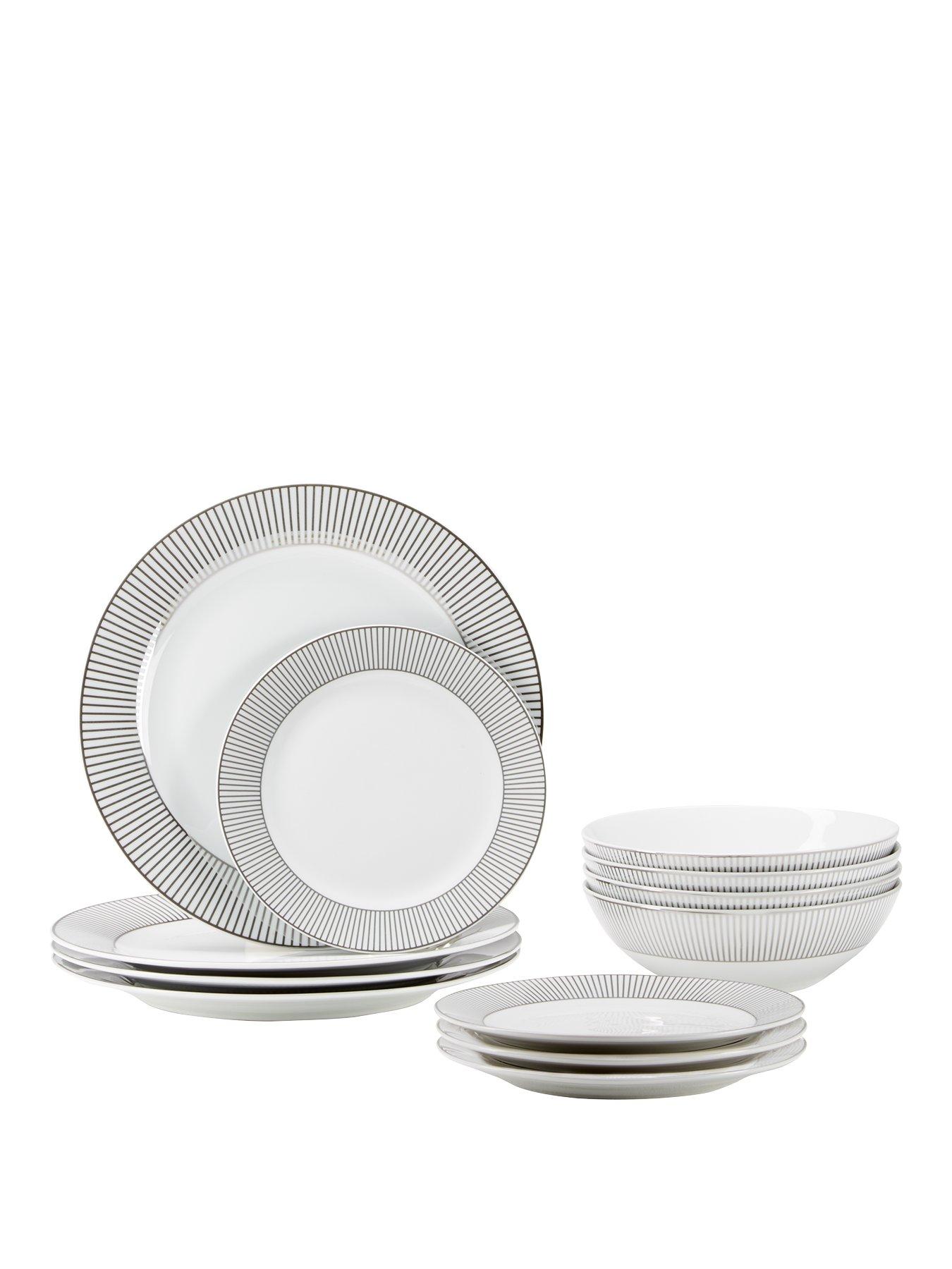 white and silver dinner set