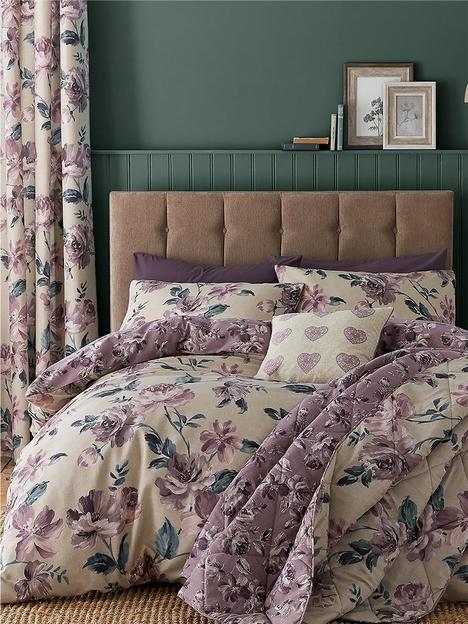 catherine-lansfield-painted-floral-duvet-cover-set-natural-plum
