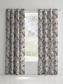 catherine-lansfield-painted-floral-linednbspeyelet-curtainsnbsp