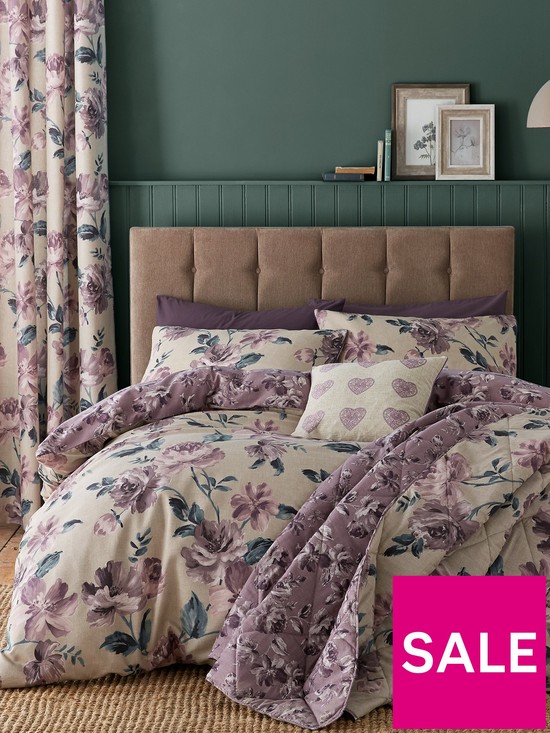 front image of catherine-lansfield-painted-floral-bedspread-throw
